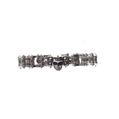 Stainless Steel Bracelet With Skull In Center