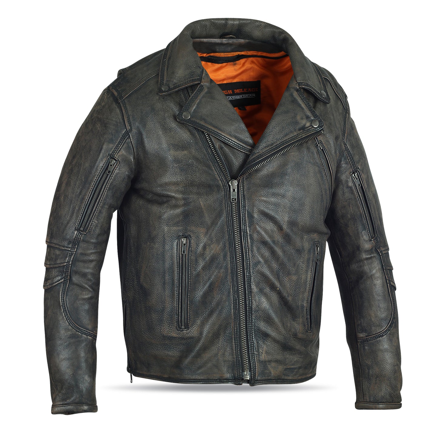 MEN'S POLICE STYLE DISTRESSED BROWN LEATHER JACKET