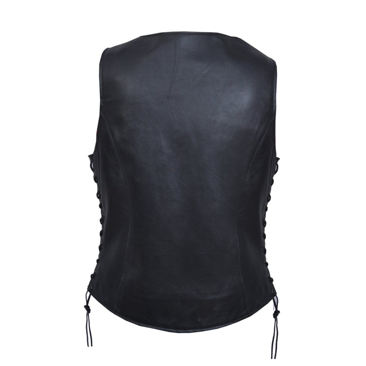 Ladies Premium Leather Vest with Black Paisley Liner Inside