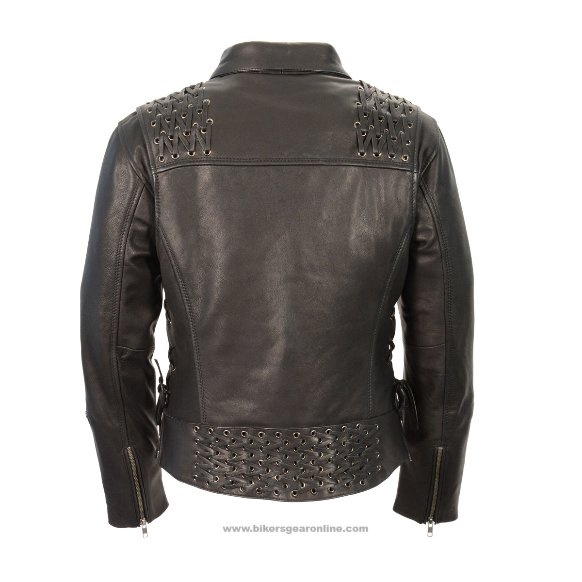 LADIES LIGHTWEIGHT MOTORCYCLE JACKET LACE TO LACE M/C JACKET