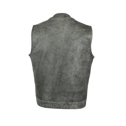 Concealed Snaps, Premium Naked Cowhide, Hidden Zipper, w/o Collar - Gray