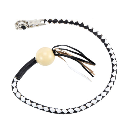 Black And White Fringed Get Back Whip W/ Pool Ball
