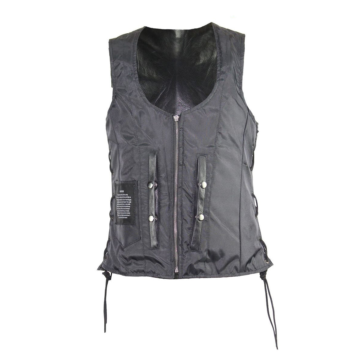 Women's Motorcycle Black Naked Cowhide Leather Vest