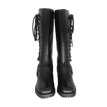 Milwaukee Riders Women Biker Long Boots with Laces