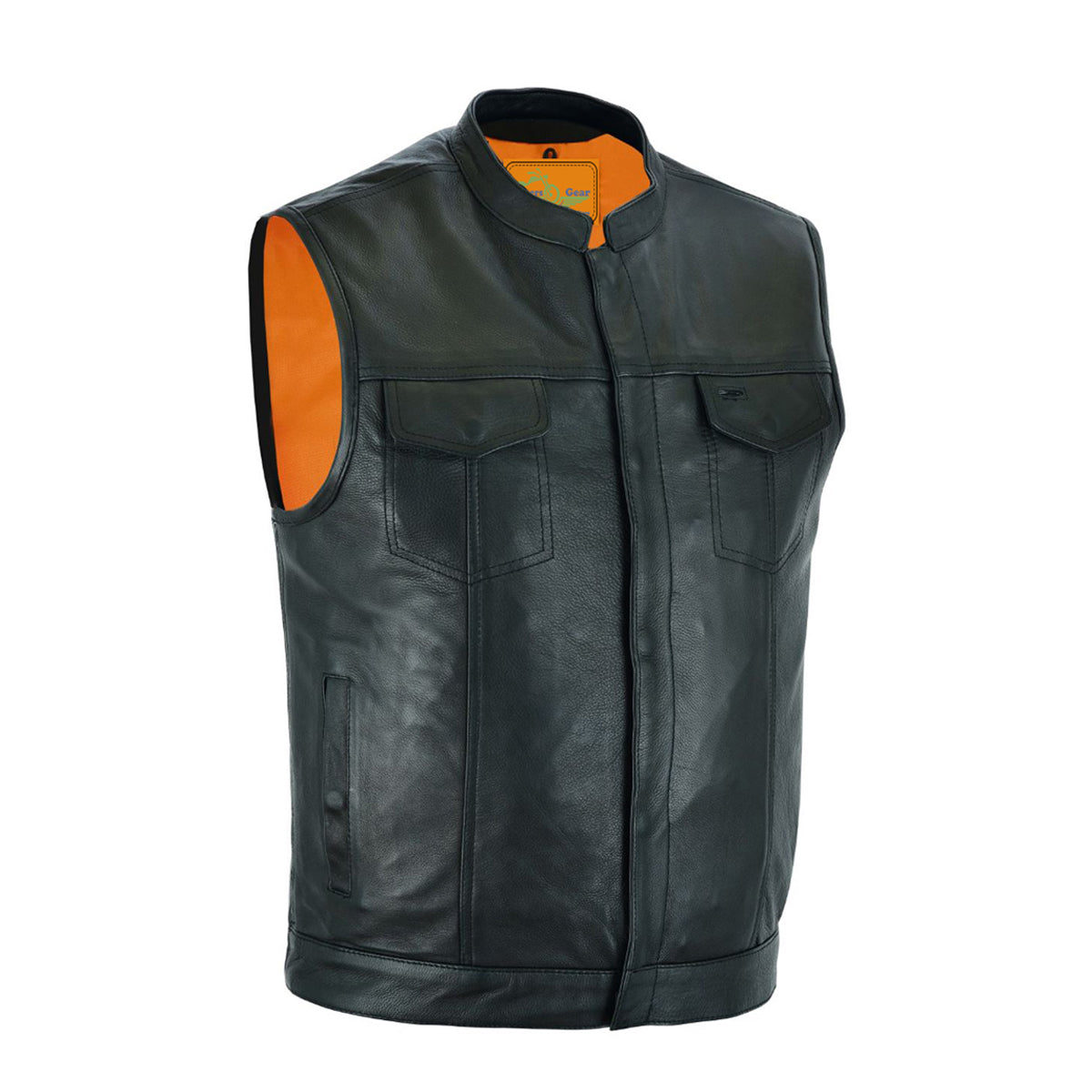 CLUB VEST® Gun Pockets, Front Zipper,Concealed Snaps,Premium Naked Cowhide Leather