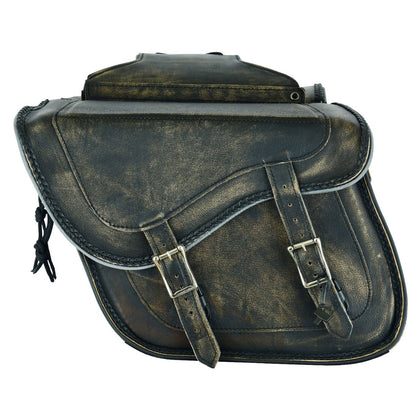 Leather Motorcycle Saddlebag No-Studs