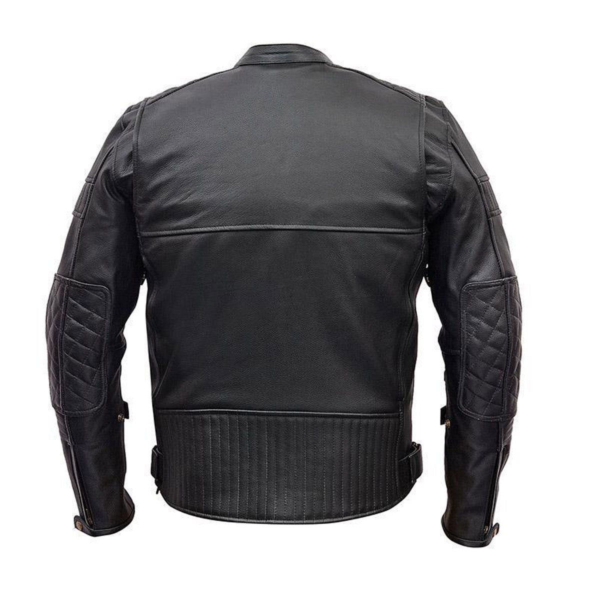 MEN'S MOTORCYCLE BLACK SCOOTER POLICE STYLE LEATHER JACKET