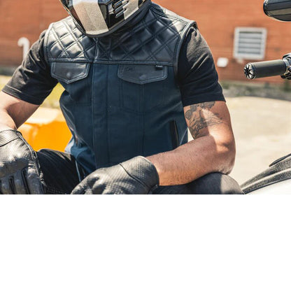 Hunt Club - Men's Motorcycle Leather & Canvas Vest