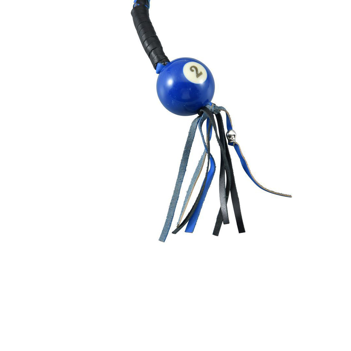 Black And Blue Fringed Get Back Whip with Blue Pool Ball No 2