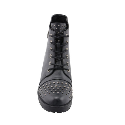 Womens Distress Black Rocker Boot with Studded Instep