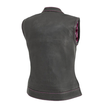 Jessica - Women's Club Style Motorcycle Leather Vest (Limited Edition)