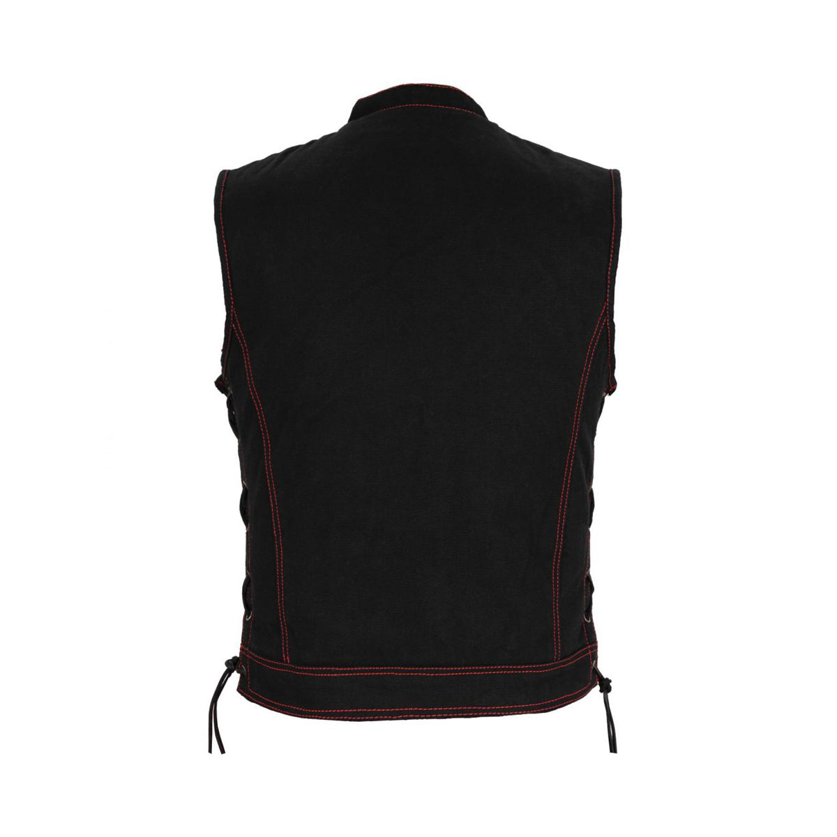 VB911L Denim Black SOA Club Vest with Leather trims – Vance Leather