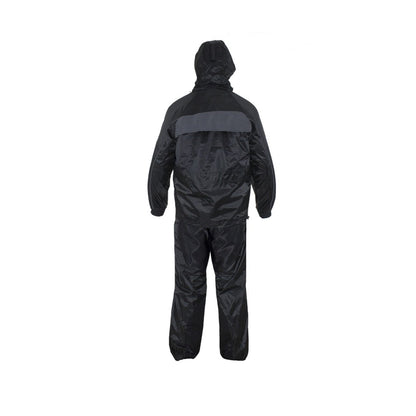 Two-Piece Black Rain Suit With Zippered Side Seams