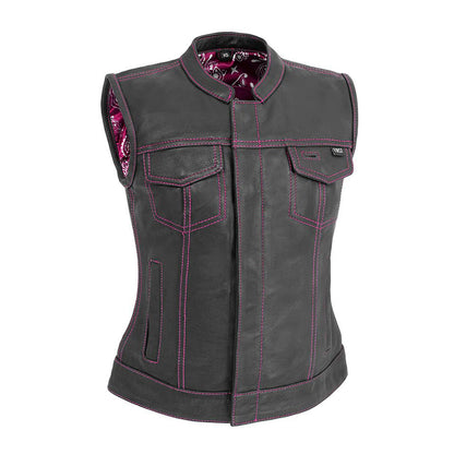 Jessica - Women's Club Style Motorcycle Leather Vest (Limited Edition)