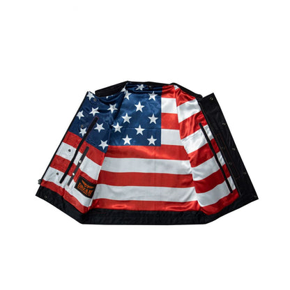 CLUB VEST USA FLAG Lining - Red Thread - Premium Cowhide Leather Heavy Duty