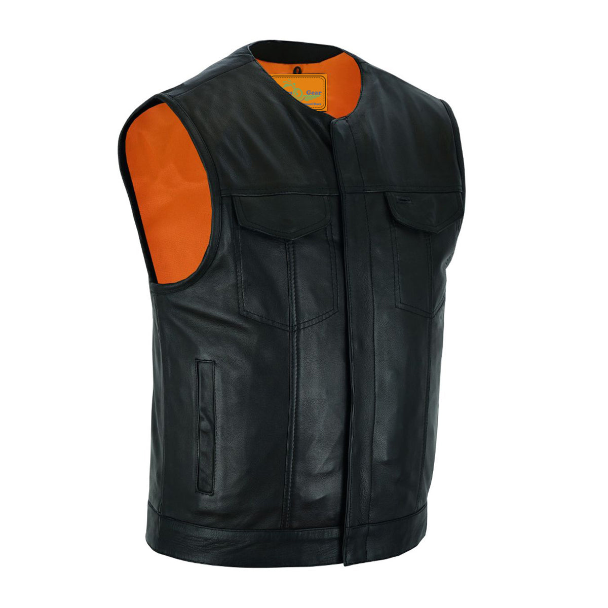 CLUB VEST Gun Pockets, Front Zipper, Concealed Snaps, Premium Naked Cowhide Leather