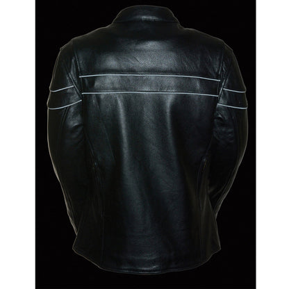 Ladies Black Sporty Scooter Crossover Leather Jacket