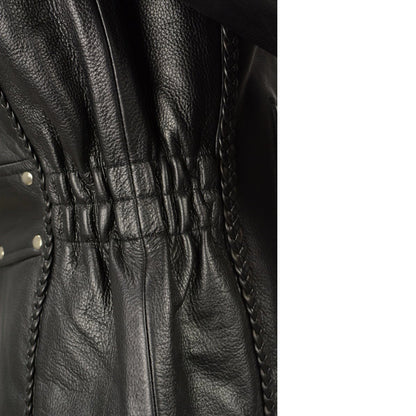Ladies Black Braided Jacket with Studded Back and Gun Pockets