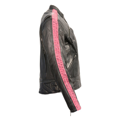Milwaukee Leather Women's Jacket with Ribbon Detail (Black/ Pink)