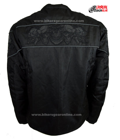 Men's Textile Concealed Carry Racing Jacket with Reflective Skulls