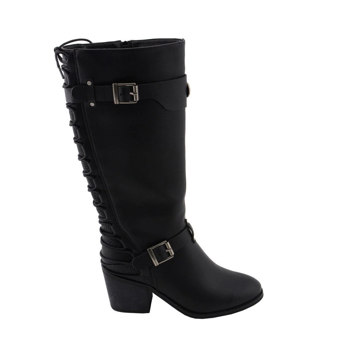 Tall black boots 2024 lace up back