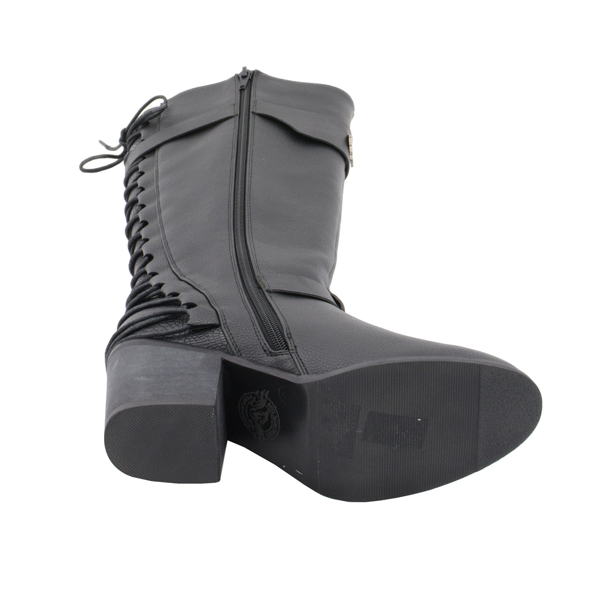 Tall black boots on sale lace up back