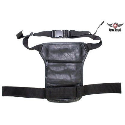 Premier Black Leather Multi Pocket Thigh Bags