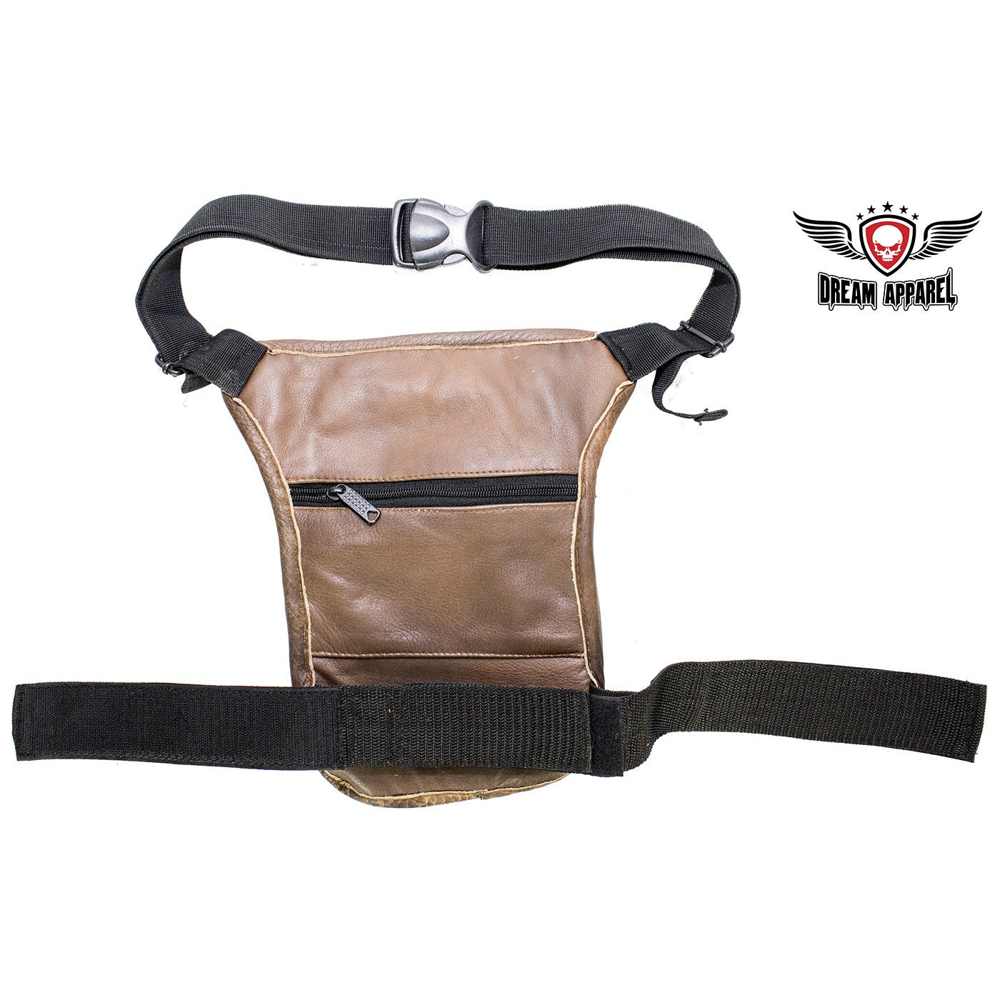 Premier Brown Leather Multi Pocket Thigh Bags with Gun Pocket