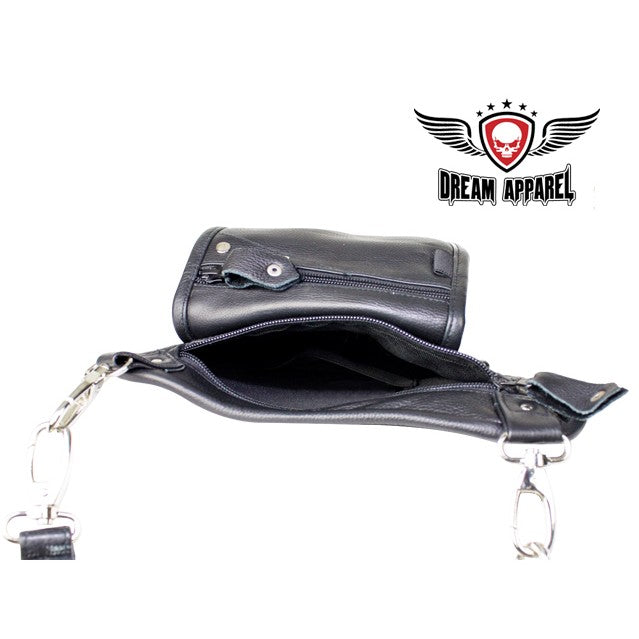 Black Naked Cowhide Leather Thigh Bag W/ Gun Pocket