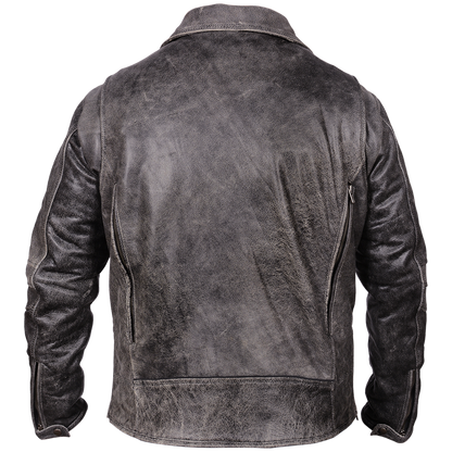 MEN'S POLICE STYLE DISTRESSED GREY LEATHER JACKET