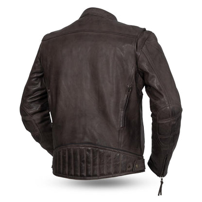 Top Performer Scooter Brown Leather Jacket (Diamond Naked Cowhide)