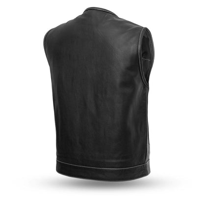 Men's Motorcycle Club Leather Vest Paisley Lining (Bandit)