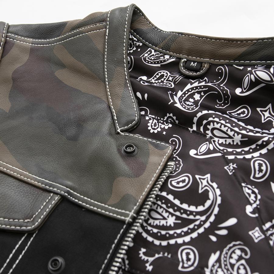 Infantry - Men's Motorcycle Leather/Canvas Vest