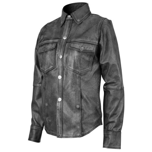 LADIES BUTTER SOFT LAMB SKIN LEATHER SHIRT