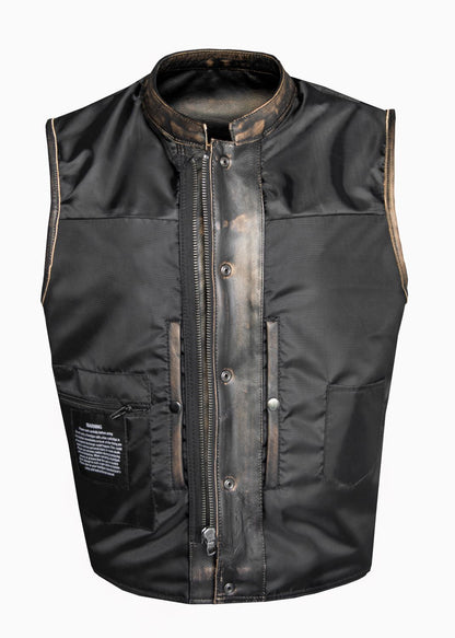 Mens Distressed Brown Naked Leather Vest (Butter soft Leather)