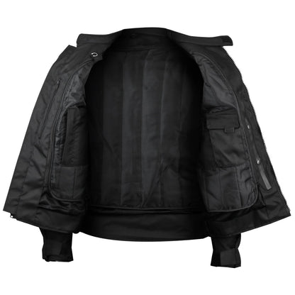 BLACK MESH MOTORCYCLE JACKET WITH INSULATED LINER AND CE ARMOR