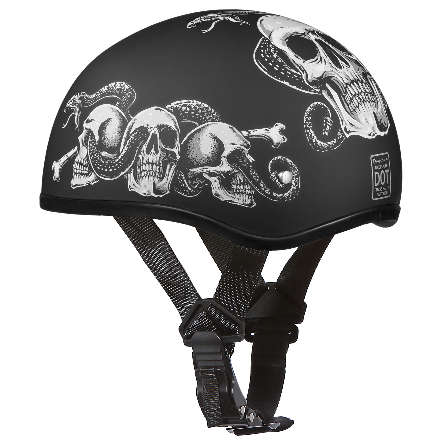 DAYTONA HELMETS D.O.T. DAYTONA SKULL CAP W/ SNAKE SKULLS