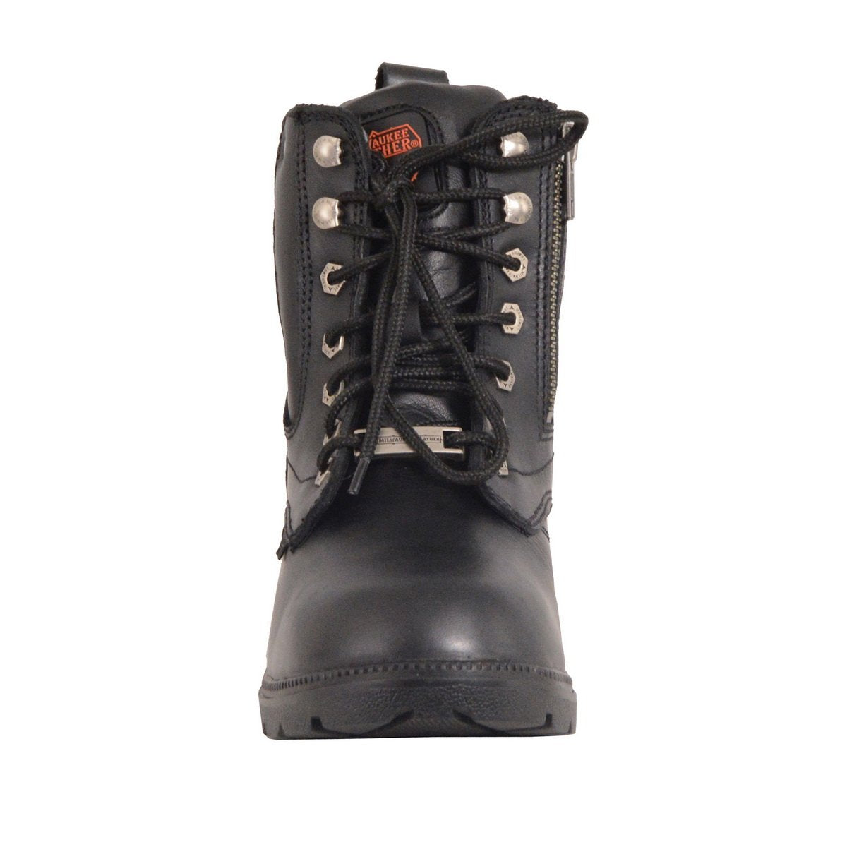 Womens Black Waterproof Lace-Up Boots with Side Zipper