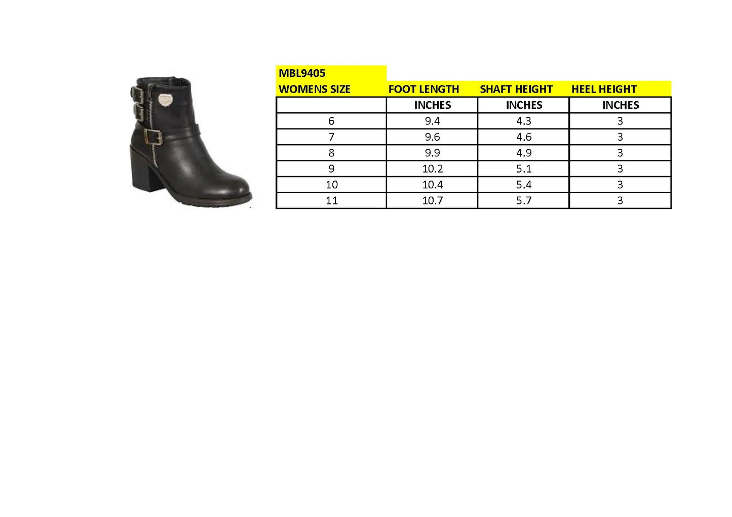 Womens Black Boots with Side Zipper and Triple Buckle Adjustment