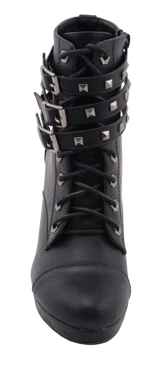 Womens black hotsell studded combat boots