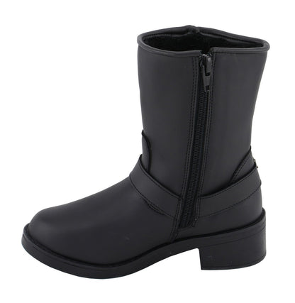 Ladies Black Engineer Style Riding Boots with Side Zipper