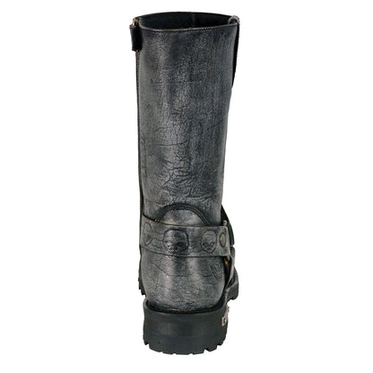 Men's Distressed Gray 11-inch Classic Harness Square Toe Boots