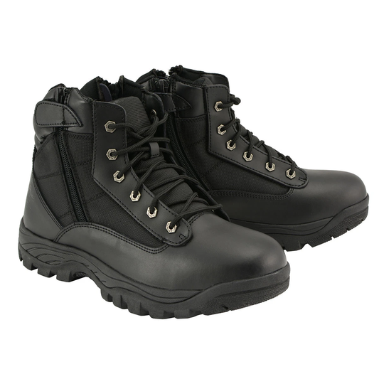 Milwaukee Leather MBM9011 Mens 6 inch Leather Tactical Lace-Up Boots with Side Zipper Entry
