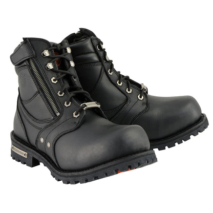Men's Black 6-inch Lace-Up Boots with Zipper Closure