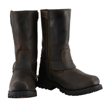 Men's Classic 11 Inch Dark Brown Harness Square Toe Boots