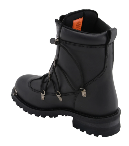 Milwaukee Leather MBM9075 Mens Black 6-inch Plain Toe Dual Zipper Lock Leather Boots