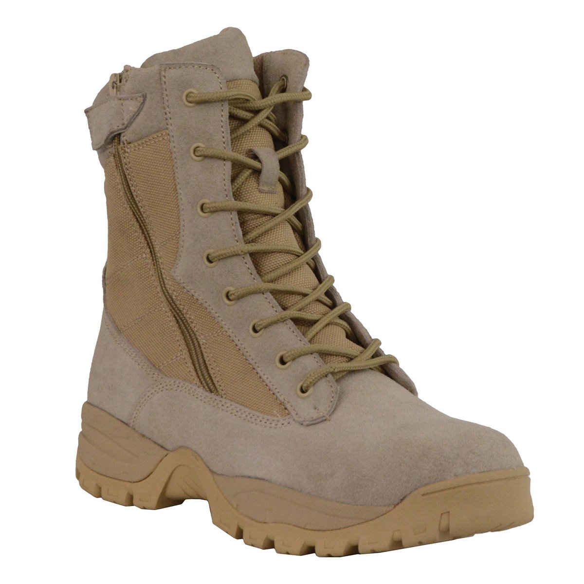 Milwaukee Performance MBM9111 Mens Lace-Up Desert Sand 9-Inch Leather Tactical Boots with Side Zippers
