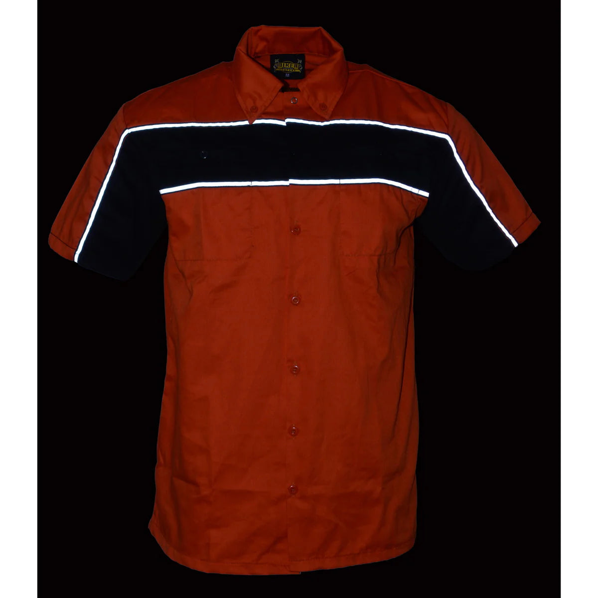 Black with Orange Button Up Heavy-Duty Work Shirt for Men's, Classic Mechanic Work Shirt