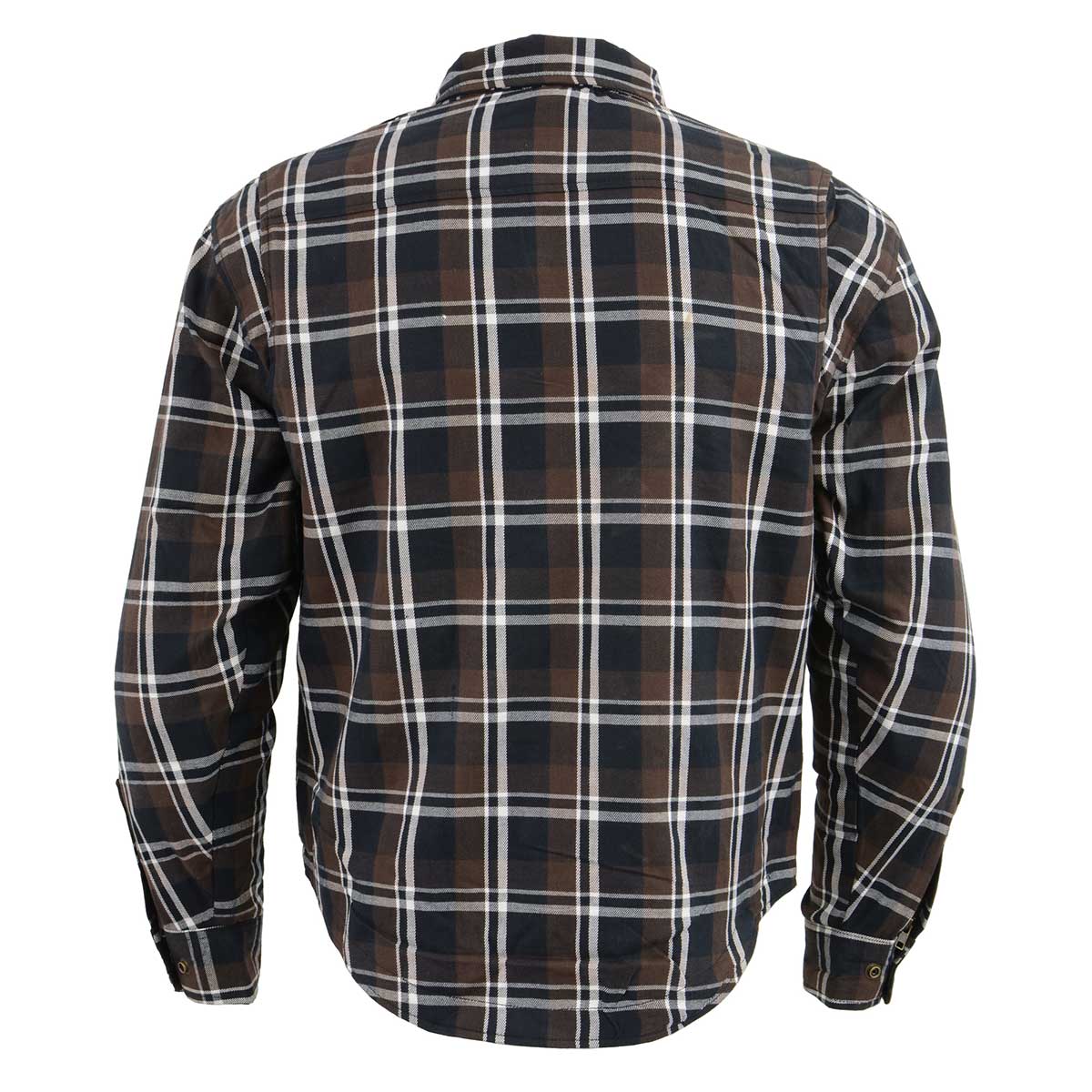 Men's Brown, Black and White Armored Long Sleeve Flannel Shirt with Kevlar