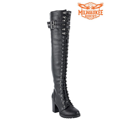 Ladies Knee High Laced Boots By Milwaukee Riders®